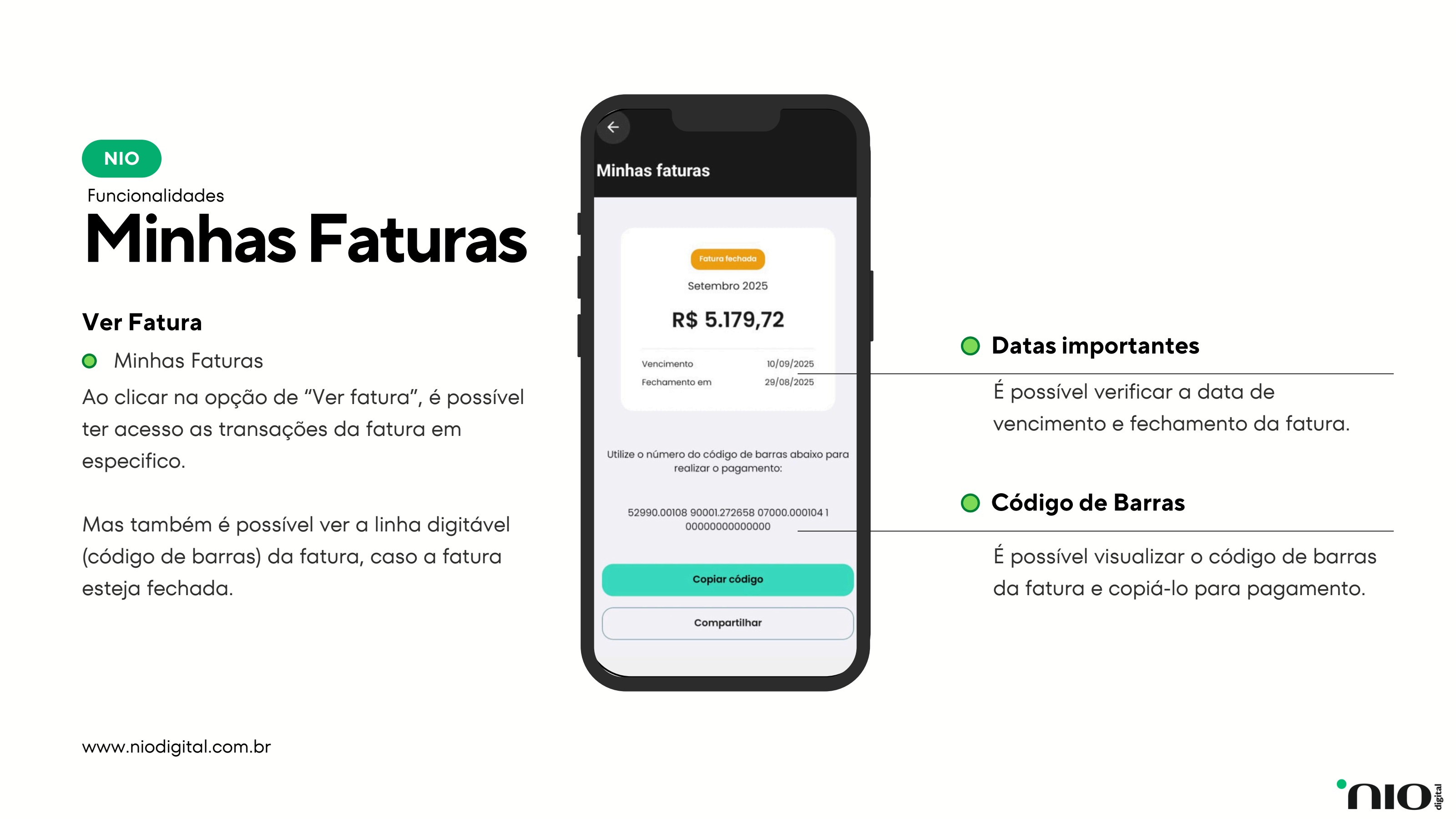 7. Ver fatura — aplicativo NIO Digital