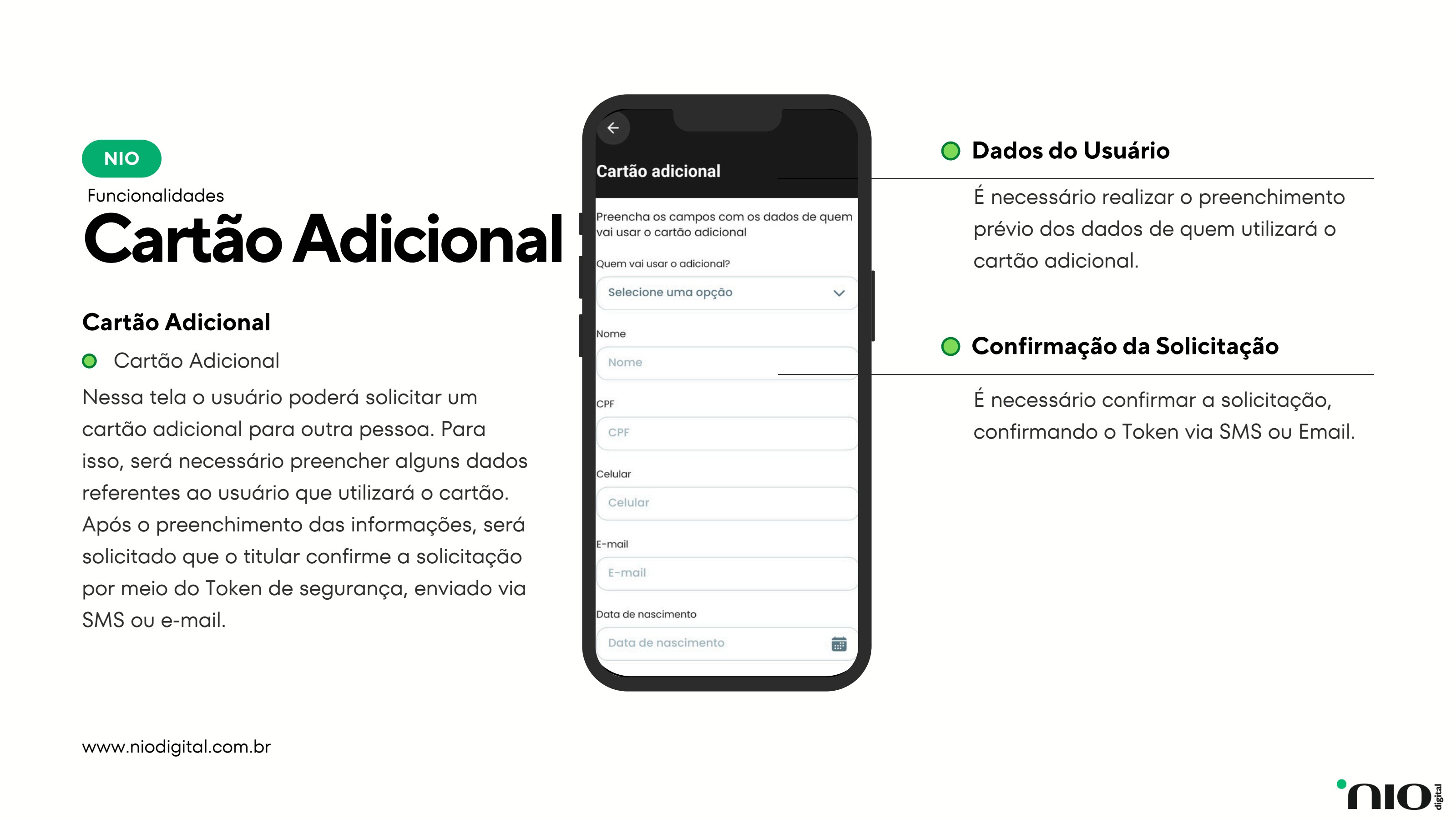 12. Cartão adicional — aplicativo NIO Digital